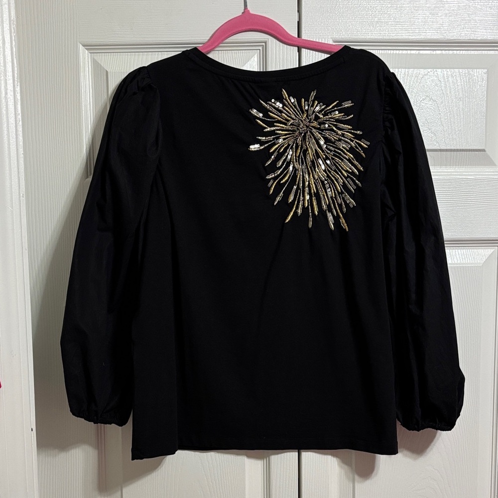 Chico's Elegant Black Top with Gold and Silver Embellishments - Picture 7 of 7
